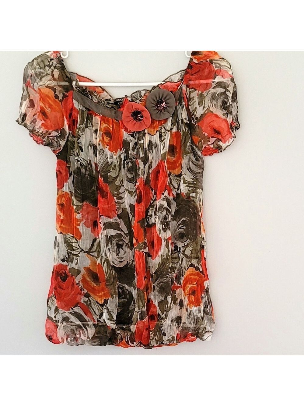 Rinascimento Women's Maglia Pull-Over Abstract Floral Pattern Top Size L